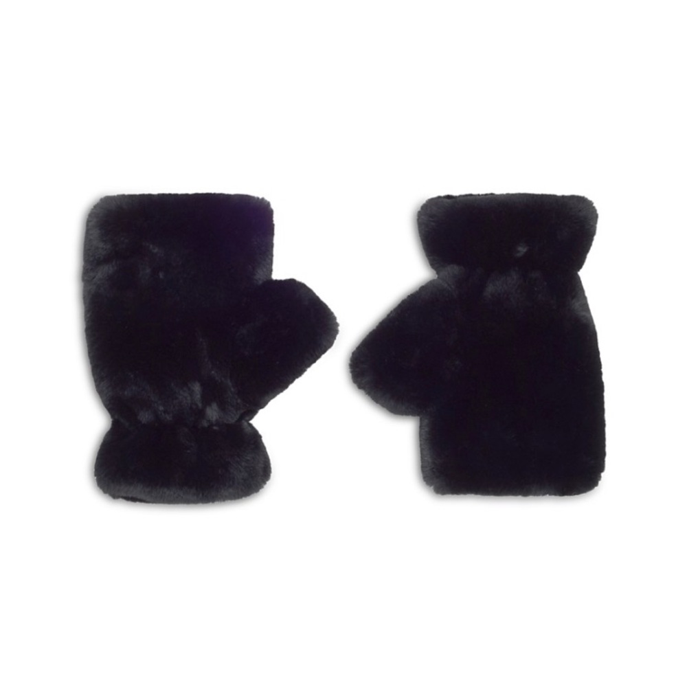 Apparis Ariel Faux Fur Mittens in Noir - new